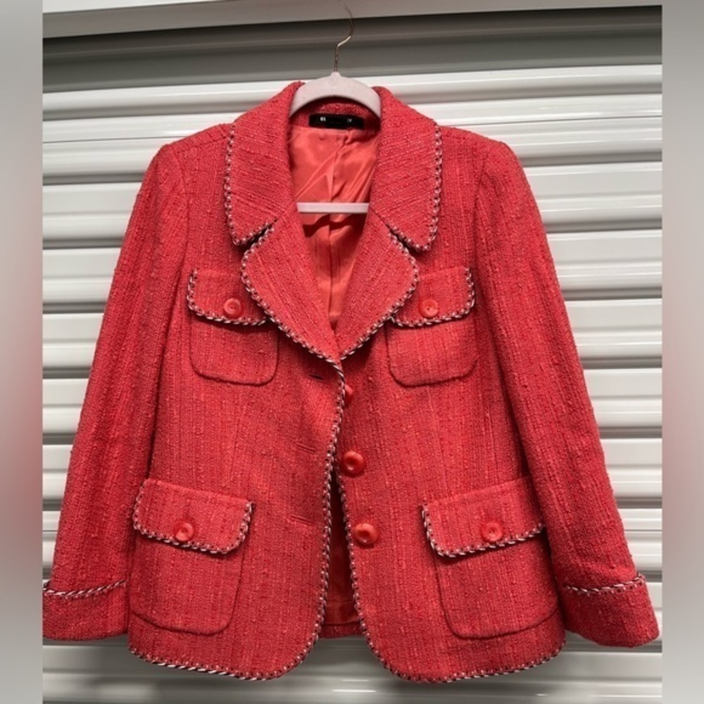 Ellen Tracy Coral Tweed Blazer